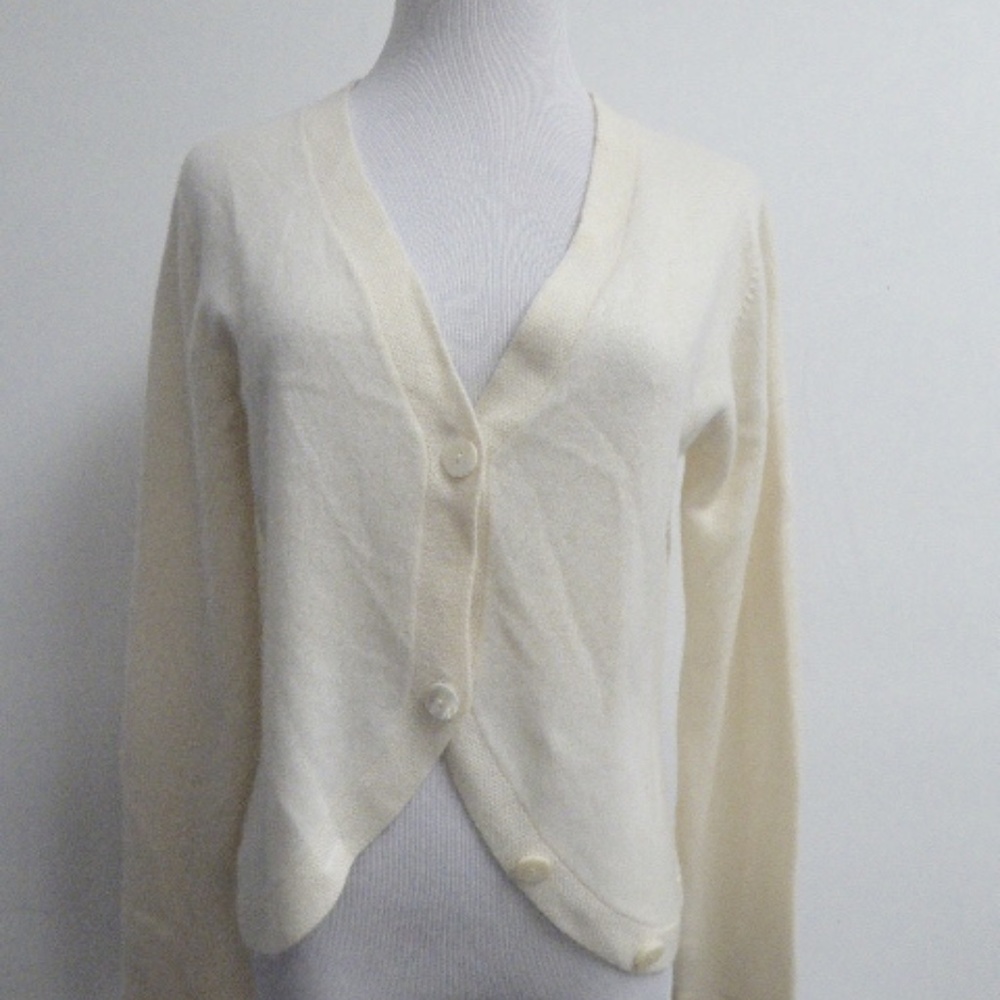 SAMPLE NY ITALIAN CASHMERE ivory cardigan L